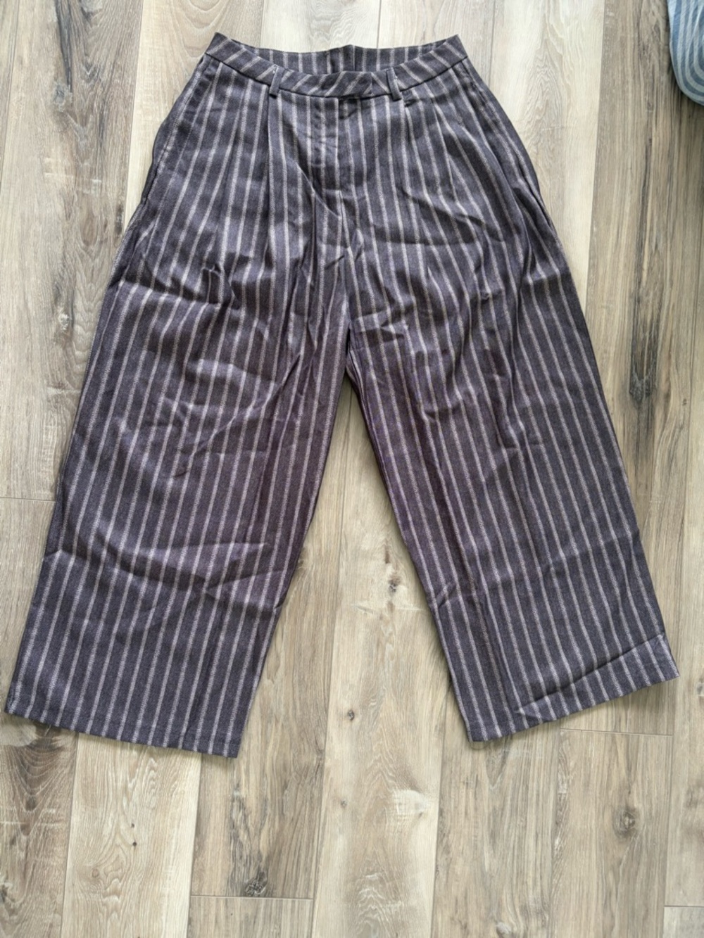 Wide-Leg Striped Women’s Pants in Brown